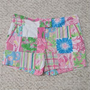 Lilly Pulitzer Womens Sz 8 Patchwork Multicolor Floral Shorts Tropical Resort